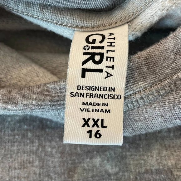 Athleta Girl Cozy Cross Your Fingers Gray Heather CAMO Sweatshirt Size XXL/16 - Picture 5 of 7
